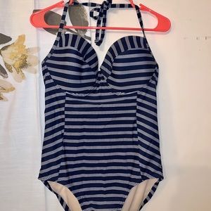 Merona Navy stripes one piece swim suit
